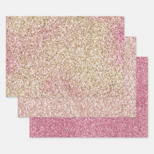 Feuille De Papier Cadeau Parties scintillant or rose