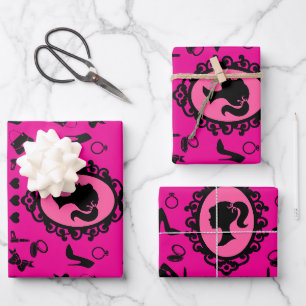 Feuille De Papier Cadeau Parties scintillant Poupée Anniversaire Glam Mode