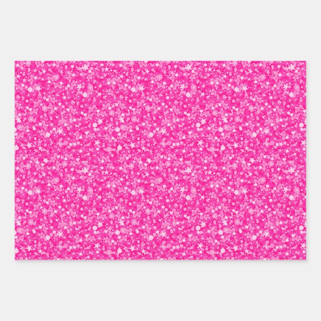 Feuille De Papier Cadeau Parties scintillant rose brillant (Devant)