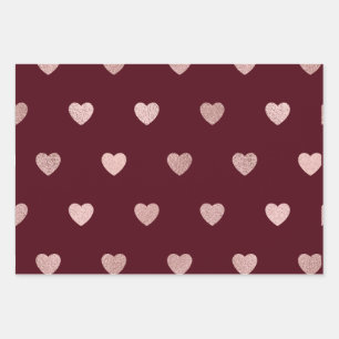 Feuille De Papier Cadeau Parties scintillant rose Coeur métallique Rouge po