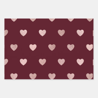 Feuille De Papier Cadeau Parties scintillant rose Coeur métallique Rouge po