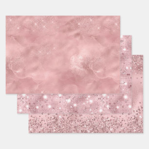 Feuille De Papier Cadeau Parties scintillant rose Glam Bling tendance styli
