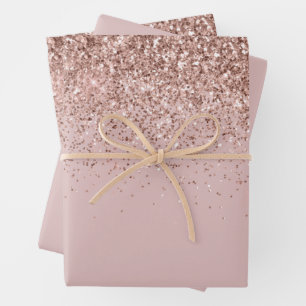 Feuille De Papier Cadeau Parties scintillant rose Gold Sparkle Faux