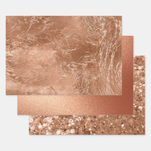 Feuille De Papier Cadeau Parties scintillant Rose or chic