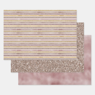 Feuille De Papier Cadeau Parties scintillant rose-rouge-or rayonne