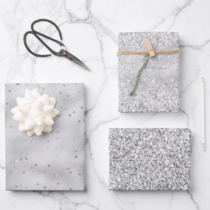Feuille De Papier Cadeau Parties scintillant Silver Glam Sparkle Confetti