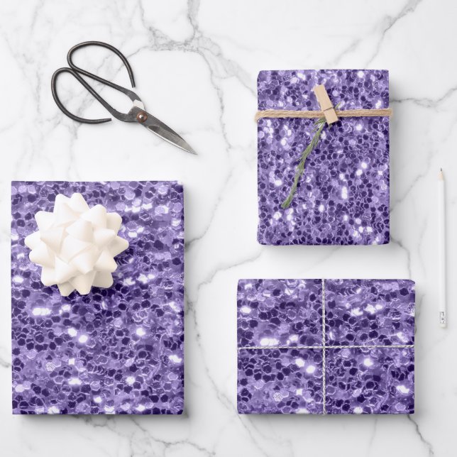 Feuille De Papier Cadeau Parties scintillant violet ultra violet étincelle (Recto)