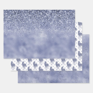 Feuille De Papier Cadeau Parties scintillant violette de l'Unicorne