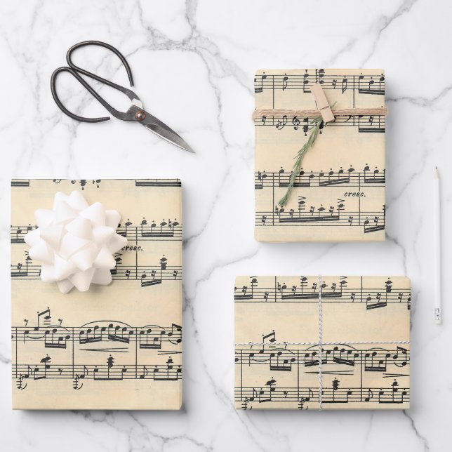 Feuille De Papier Cadeau Partition vintage (Recto)