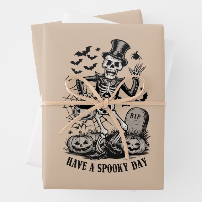 Feuille De Papier Cadeau Passez une journée effrayante Halloween Sorcière S (En situation)