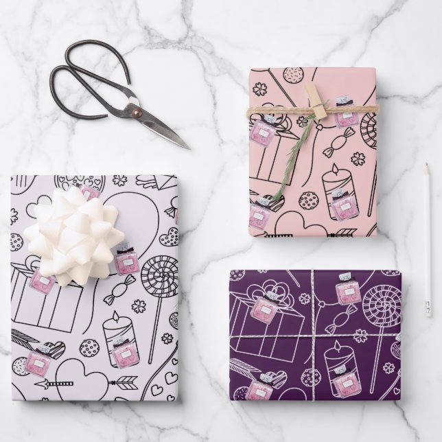 Feuille De Papier Cadeau Passionate Valentine : Pink Fashion Parfum Bottle (Recto)