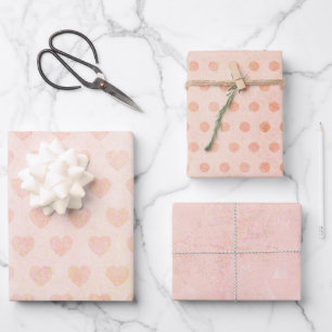 Feuille De Papier Cadeau Pastel Aquarelle Rose Gold Heart