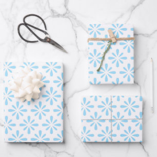 Feuille De Papier Cadeau Pastel Bleu clair Floral Élégant Mariage 