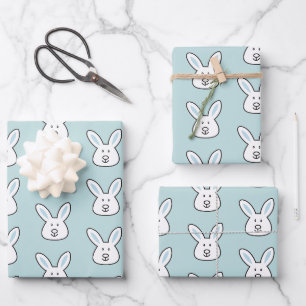 Feuille De Papier Cadeau Pastel Blue Cute Bunny Motif de Pâques