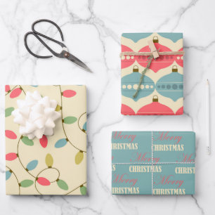 Feuille De Papier Cadeau Pastel de Noël rétro les années 50 Vintage Wrapper