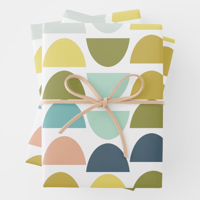 Feuille De Papier Cadeau Pastel Earth Tons Modernes Formes géométriques Boh (En situation)