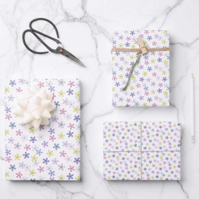 Feuille De Papier Cadeau Pastel flowers (Recto)