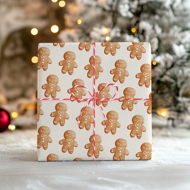 Feuille De Papier Cadeau Pastel Gingerbread Homme Cocoa Mug Noël (Créateur téléchargé)