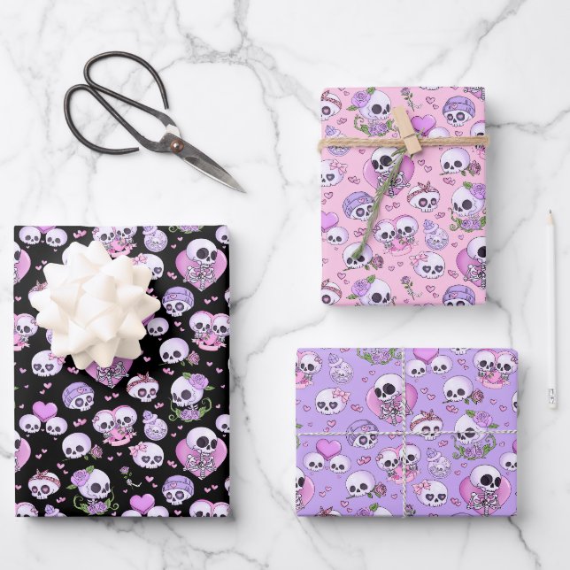 Feuille De Papier Cadeau Pastel Goth Valentine's Day Cadeau Enveloppement (Recto)