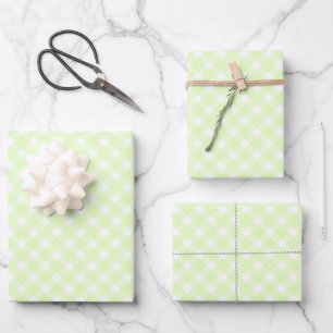 Feuille De Papier Cadeau Pastel Lime Green En vichy Plaid Motif