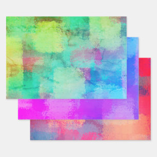 Feuille De Papier Cadeau Pastel Patchwork Abstrait Dreamy Art 3 Colorways