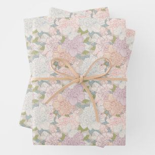 Feuille De Papier Cadeau Pastel Peony & Butterfly Flower Motif