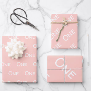 Feuille De Papier Cadeau Pastel Pink Baby Girl Premier anniversaire