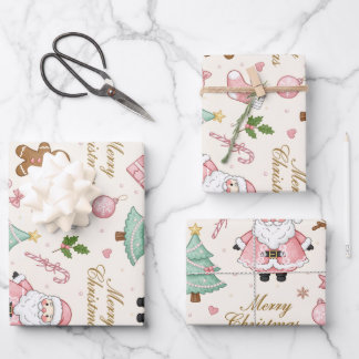 Feuille De Papier Cadeau Pastel Pink Christmas Delight
