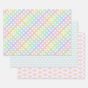 Feuille De Papier Cadeau Pastel Rainbow et En vichy Plaid