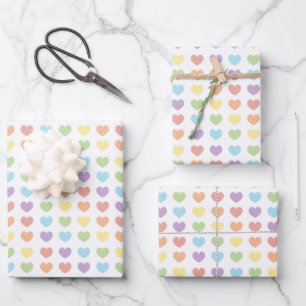 Feuille De Papier Cadeau Pastel Rainbow Hearts Enfants Motifs