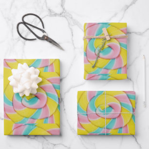 Feuille De Papier Cadeau Pastel Rainbow Spiral Candy Photo Motif