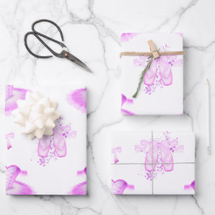 Feuille De Papier Cadeau Pastel Rose Girls Ballet d'anniversaire