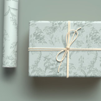 Feuille De Papier Cadeau Pastel & Sage Green Poison Fleur Botanique