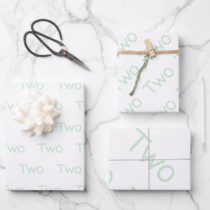 Feuille De Papier Cadeau Pastel Vert Deux Ans