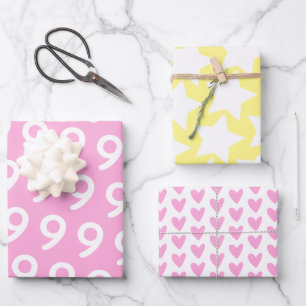 Feuille De Papier Cadeau Pastel w. Étoiles blanches - Anniversaire de enfa
