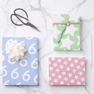 Feuille De Papier Cadeau Pastel w. Étoiles blanches - Anniversaire de enfa