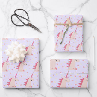 Feuille De Papier Cadeau pastels de licorne bohème