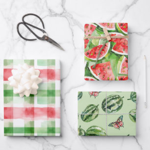 Feuille De Papier Cadeau Pastèque rouge verte blanche Anniversaire