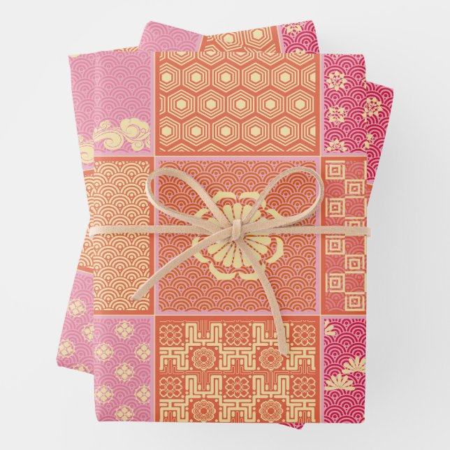 Feuille De Papier Cadeau Patchwork japonais (En situation)