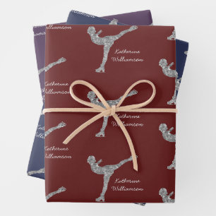 Feuille De Papier Cadeau Patinage artistique personnalisé Patinage sur glac