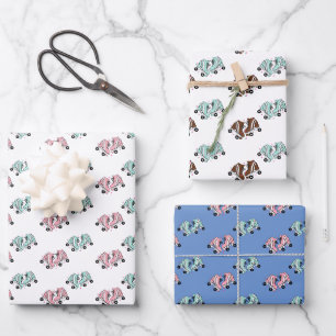 Feuille De Papier Cadeau Patins à roulettes roses
