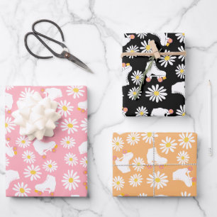 Feuille De Papier Cadeau Patins floraux Roller Patinage Motif Anniversaire