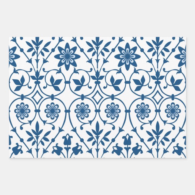 Feuille De Papier Cadeau Patters bleus (Devant)