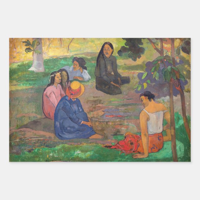 Feuille De Papier Cadeau Paul Gauguin - La Conversation / Les Parau Parau (Devant)