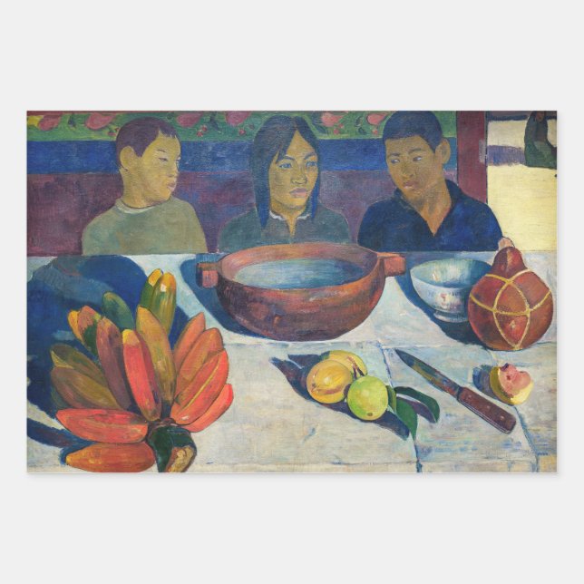 Feuille De Papier Cadeau Paul Gauguin - Le Repas / Bananes (Devant)