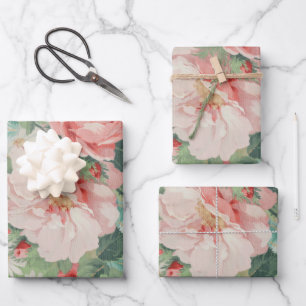 Feuille De Papier Cadeau Pays Français Vintage Choux Roses