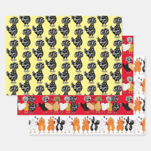 Feuille De Papier Cadeau Pays mignon des poulets et poules polonais
