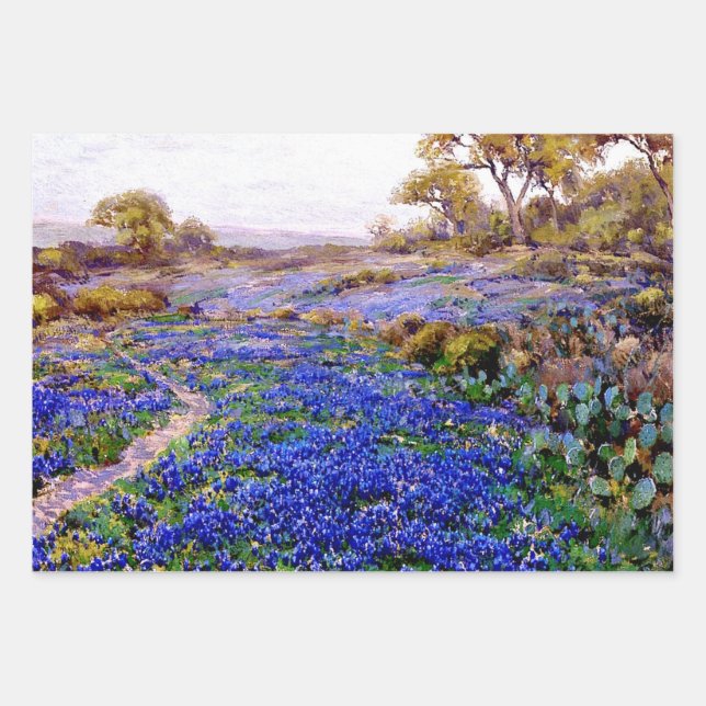 Feuille De Papier Cadeau Paysages de Bluebonnet par Julian Onderdonk (Devant 3)