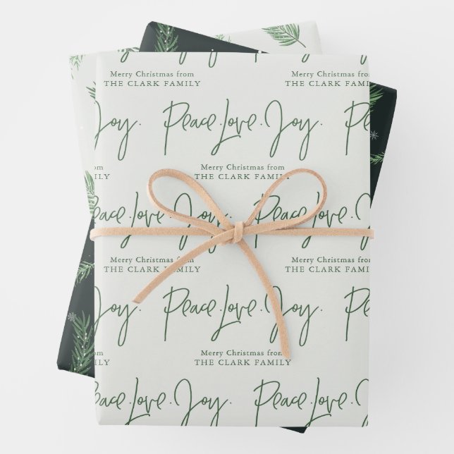 Feuille De Papier Cadeau "Peace Love Joy" (En situation)