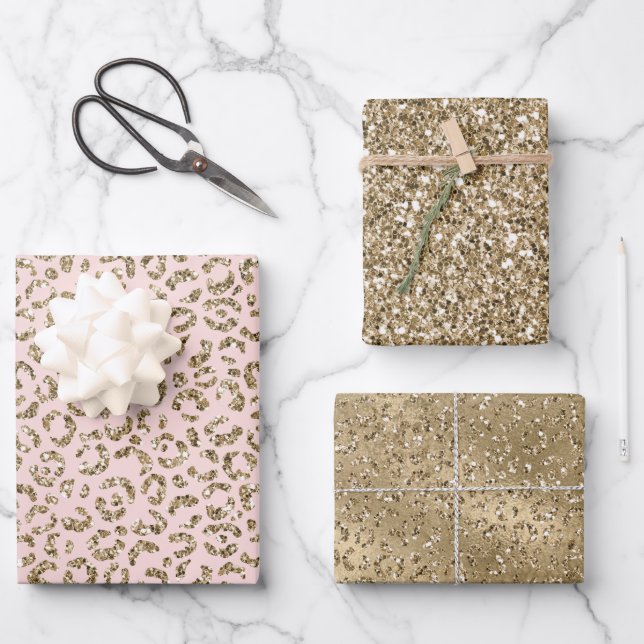 Feuille De Papier Cadeau Peach Blush Parties scintillant rose Empreinte de  (Recto)